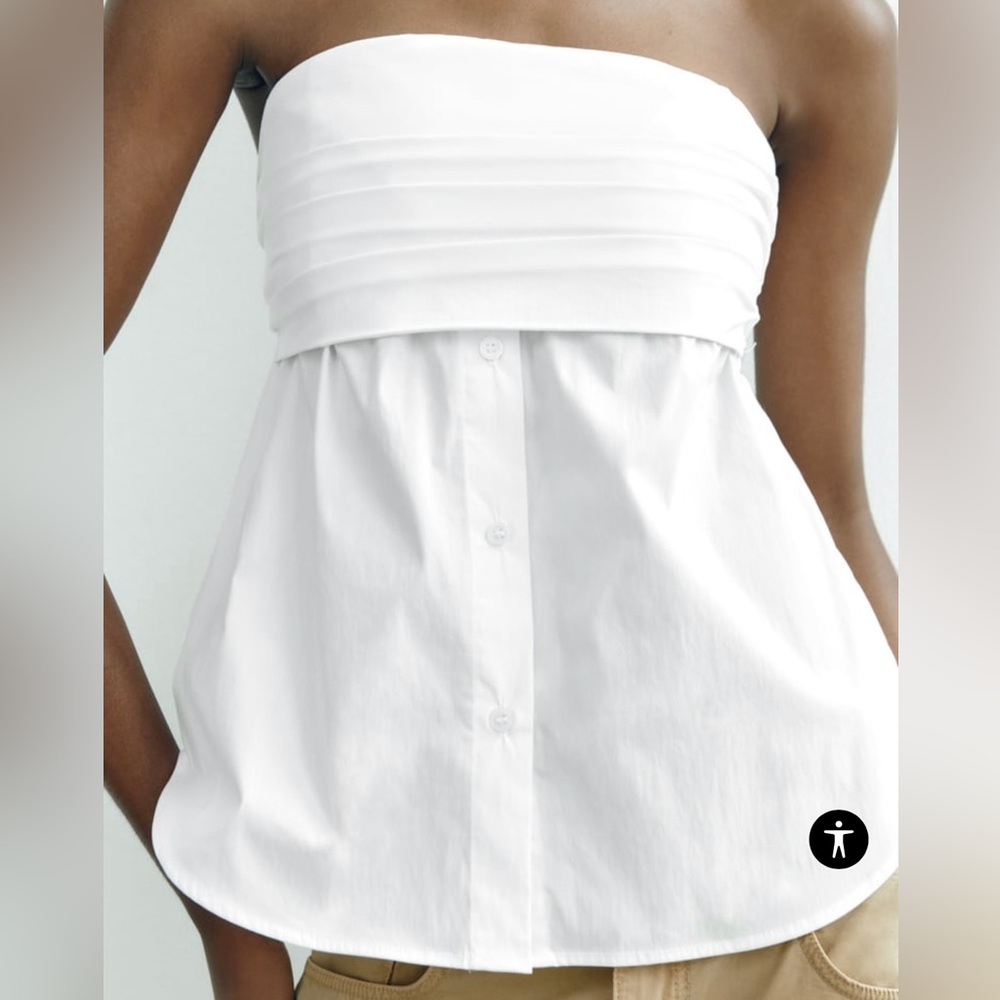 Zara stretch poplin top